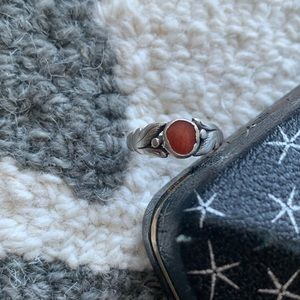Vintage Coral and Sterling Silver Ring